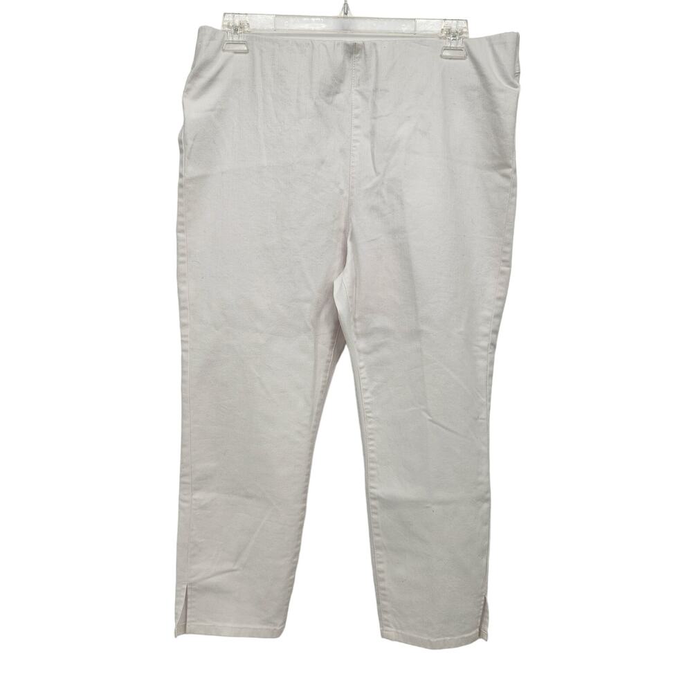 Soft Surroundings White Denim Elastic Waistband Pull on Cropped Jeans Women's XL